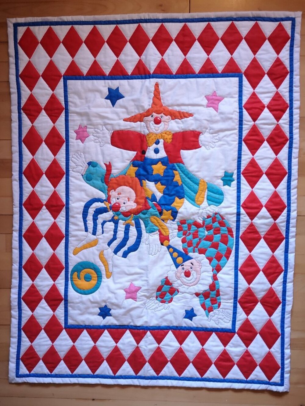 Baby Quilt Colorful "Clownin Around" Lightly Quilted Blanket / Quilt Finished